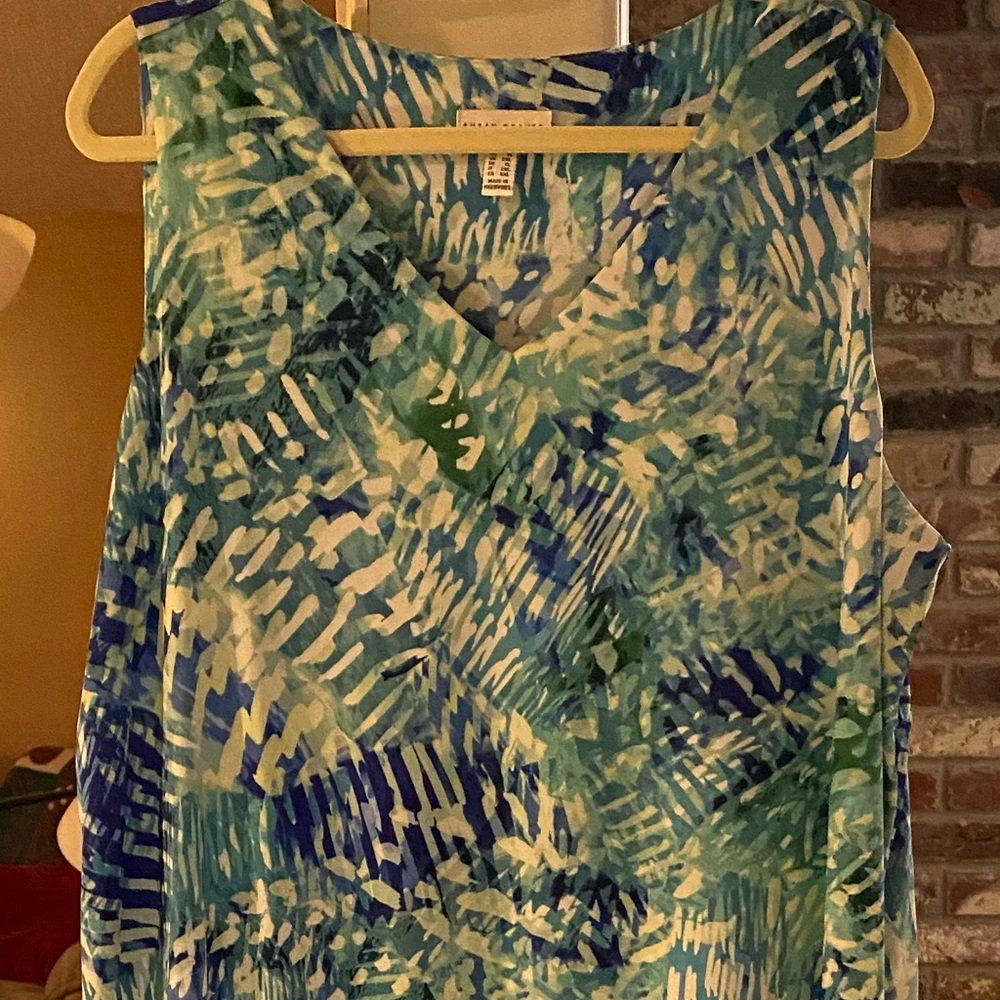 Two dresses - one black and one multi color.